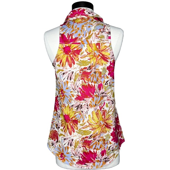 Anthropologie Porridge Red Floral Blouse Size 0 Sleeveless Cotton Boho Pockets - Picture 5 of 9